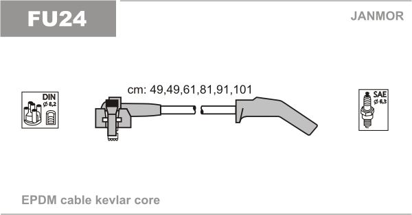 JANMOR Комплект проводов зажигания FU24