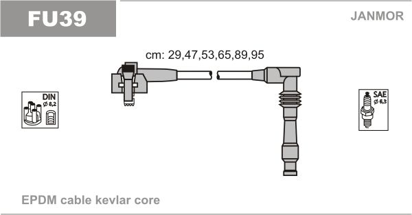 JANMOR Комплект проводов зажигания FU39