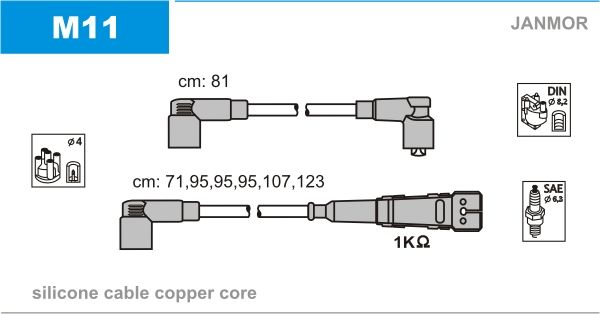 JANMOR Комплект проводов зажигания M11