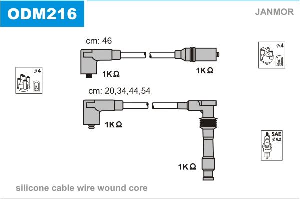 JANMOR Комплект проводов зажигания ODM216