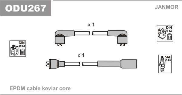 JANMOR Комплект проводов зажигания ODU267