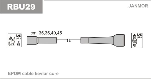 JANMOR Комплект проводов зажигания RBU29