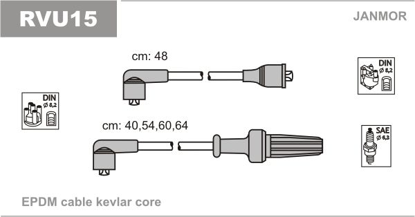 JANMOR Комплект проводов зажигания RVU15