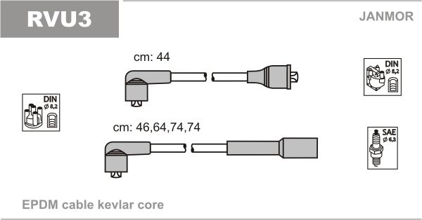 JANMOR Комплект проводов зажигания RVU3