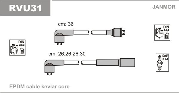 JANMOR Комплект проводов зажигания RVU31