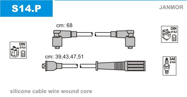JANMOR Комплект проводов зажигания S14.P