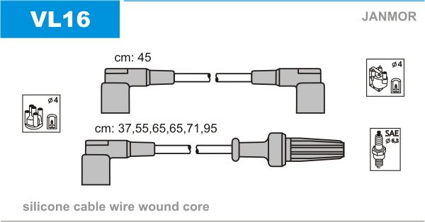 JANMOR Комплект проводов зажигания VL16