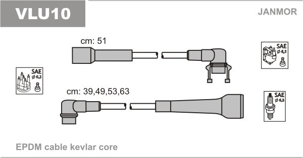 JANMOR Комплект проводов зажигания VLU10