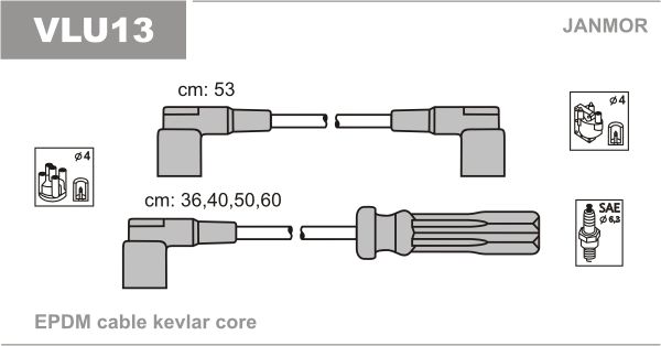 JANMOR Комплект проводов зажигания VLU13
