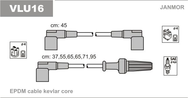 JANMOR Комплект проводов зажигания VLU16