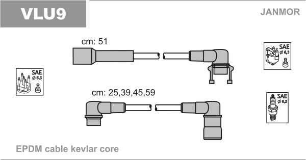 JANMOR Комплект проводов зажигания VLU9