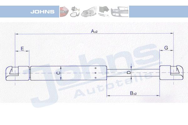 JOHNS Газовая пружина, крышка багажник 23 06 95-91