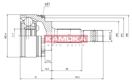 KAMOKA Шарнирный комплект, приводной вал 6063