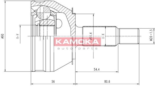 KAMOKA Шарнирный комплект, приводной вал 6190