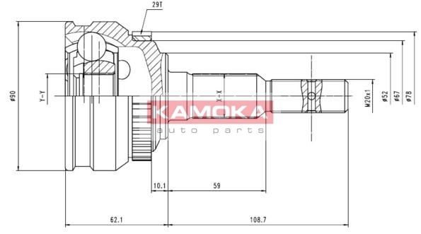 KAMOKA Шарнирный комплект, приводной вал 6200