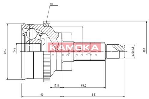 KAMOKA Шарнирный комплект, приводной вал 6598