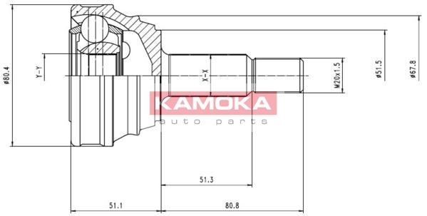KAMOKA Шарнирный комплект, приводной вал 6614