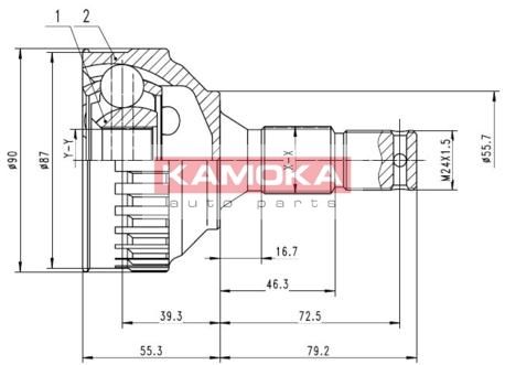 KAMOKA Шарнирный комплект, приводной вал 6924