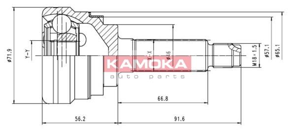 KAMOKA Шарнирный комплект, приводной вал 7052