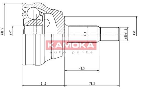 KAMOKA Шарнирный комплект, приводной вал 7094