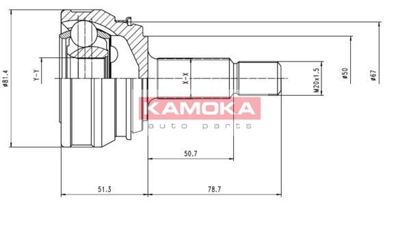 KAMOKA Шарнирный комплект, приводной вал 7096