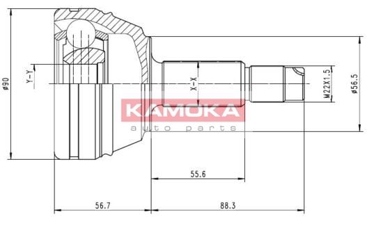 KAMOKA Шарнирный комплект, приводной вал 7126