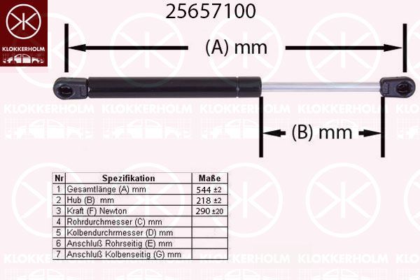 KLOKKERHOLM Газовая пружина, крышка багажник 25657100