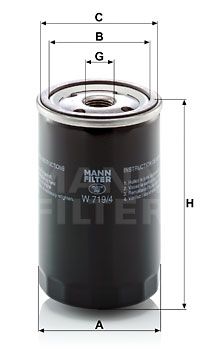 MANN-FILTER Фильтр, система рабочей гидравлики W 719/4