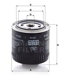 MANN-FILTER Фильтр, система рабочей гидравлики W 920