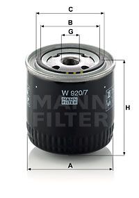 MANN-FILTER Фильтр, система рабочей гидравлики W 920/7