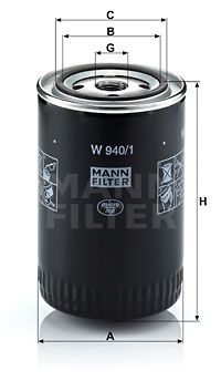 MANN-FILTER Фильтр, система рабочей гидравлики W 940/1