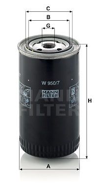 MANN-FILTER Фильтр, система рабочей гидравлики W 950/7