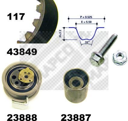 MAPCO Комплект ремня ГРМ 23849