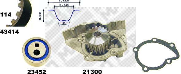 MAPCO Veepump + hammasrihmakomplekt 41414