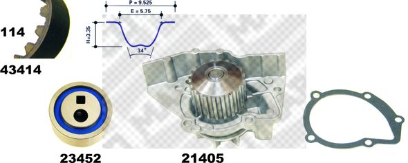 MAPCO Водяной насос + комплект зубчатого ремня 41414/1