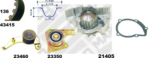 MAPCO Водяной насос + комплект зубчатого ремня 41415