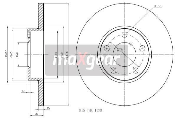 MAXGEAR Тормозной диск 19-0783MAX