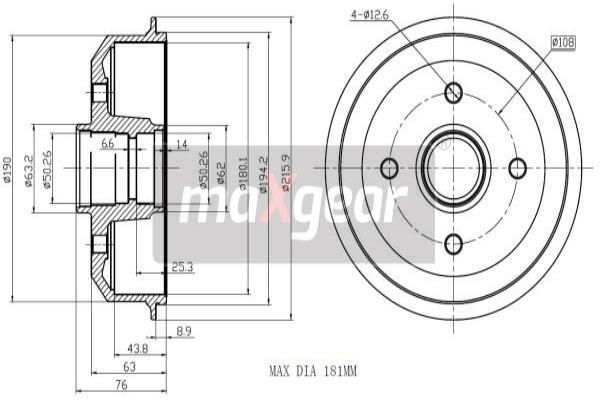 MAXGEAR Piduritrummel 19-0827