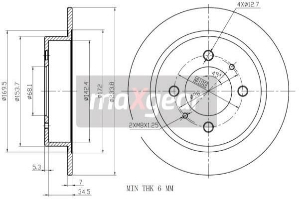 MAXGEAR Тормозной диск 19-0957