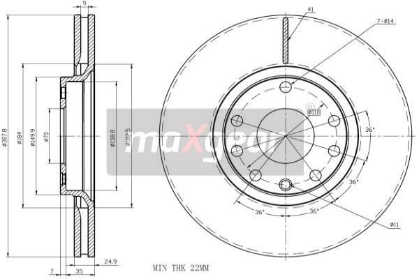 MAXGEAR Тормозной диск 19-1019MAX