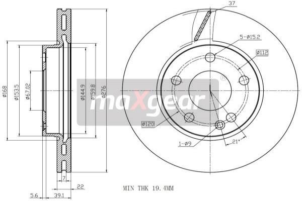 MAXGEAR Тормозной диск 19-1312