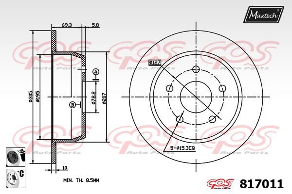 MAXTECH Тормозной диск 817011.6060