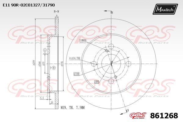 MAXTECH Тормозной диск 861268.0000