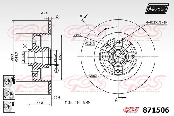 MAXTECH Тормозной диск 871506.6980