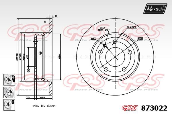 MAXTECH Тормозной диск 873022.6880