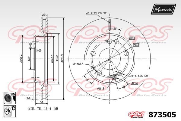 MAXTECH Тормозной диск 873505.6060