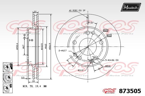 MAXTECH Тормозной диск 873505.6880