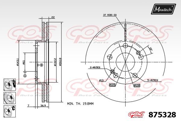 MAXTECH Тормозной диск 875328.6980