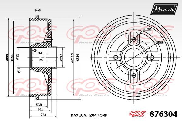 MAXTECH Тормозной барабан 876304.0000