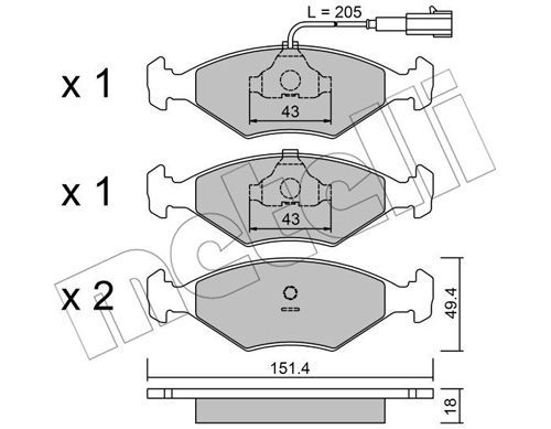 METELLI Piduriklotsi komplekt,ketaspidur 22-0057-4